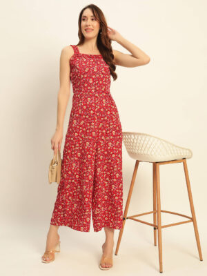 DressBerry Women Floral Red Jumpsuit